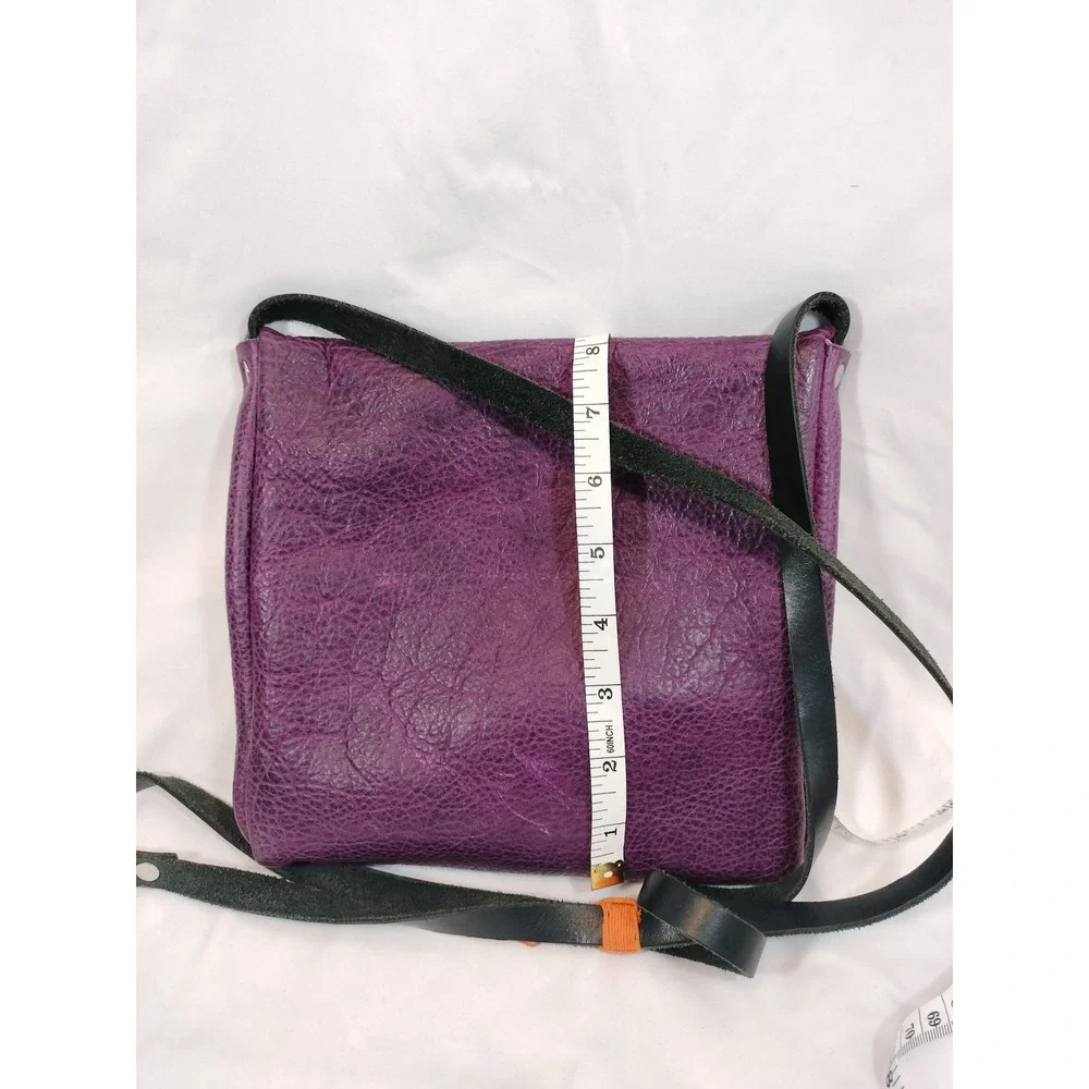 Handmade Purple Textured Leather Crossbody Bag